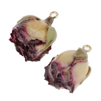 1 Pereche de Rășină Flori Uscate de Trandafir Farmece Bijuterii DIY Face Constatări