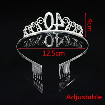 18 21 30 40 50 Cristal De Argint Stras Tiara Printesa Coroana Fete Bentițe Accesorii Pentru Femei Aniversare De Ziua De Nastere Rochie