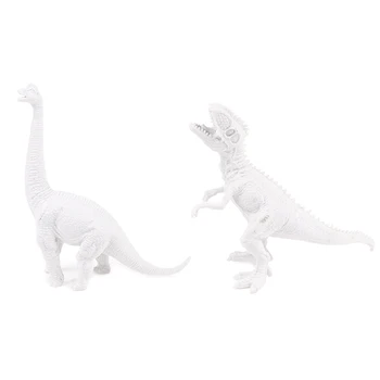 1Set DIY Culoare Pictura Dinozaur Figurine de Animale Ambarcațiuni Kit Copiii se Joacă Set Pictura Perie Pigment Semi-finite Model
