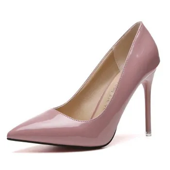 2020 FIERBINTE Pantofi Femei a Subliniat Toe Pompe de Brevete din Piele Rochie Tocuri inalte Pantofi cu Barca Pantofi de Nunta Zapatos Mujer Albastru Alb