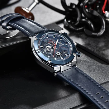 2021 BENYAR brand de top de brand nou pentru bărbați cuarț ceas cadran mare multi-funcțional rezistent la apă, cronograf piele militare bărbați ceas