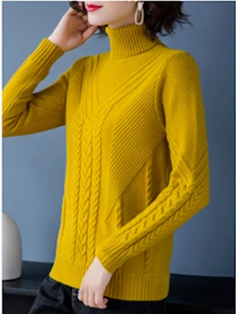 2021 toamna și iarna moda doamnelor nouă întorsătură cu dungi guler pulover cu mâneci lungi de culoare solidă tricot top femei casual