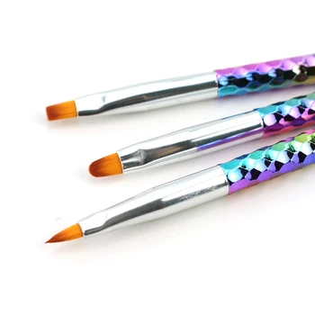 3pc/Nail Art Pensule Set Acrilic UV Gel Extensia Stilou Rainbow Pictura Desen Perie Praf Sclipici Strat de Flori Vopsea