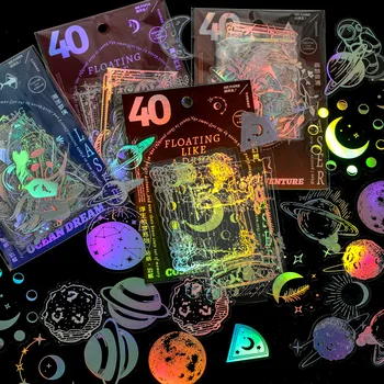 40 buc Bronzare Cosmic Serie Fantasy Decorative Laser Autocolante Scrapbooking Eticheta Jurnal de Papetărie Album Ins Jurnalul Planificator