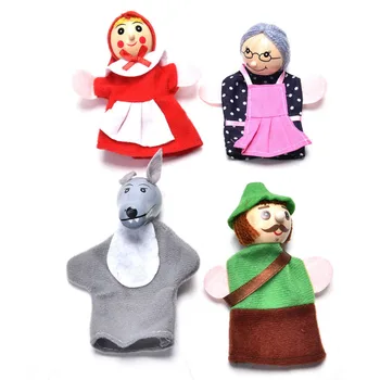 4buc/Set Drăguț Amuzant Marionete Deget scufița Roșie Marionete Deget de Copil Jucărie de Învățământ Cadouri de Craciun