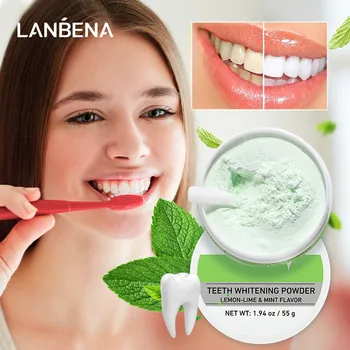 55g Albirea Dintilor Praf Elimina Tartrul Lumina Dintii Galbeni Îngrijire Orală Lămâie Igienei Dentare Dinte Instrumente de Curățare LANBENA