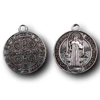 8pcs Argint Placat cu Sfântul Benedict Creștinismul Bisericii Catolice Exorcist Pandantiv DIY Farmec Pentru Ambarcațiunile de Bijuterii de Luare 24*20mm A1192