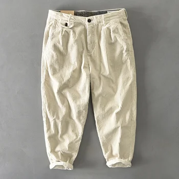 Brand Barbati din Bumbac Pantaloni de Catifea Casual Culoare Solidă Stil Safari Multi-buzunar de Toate-meci haine de Lucru Cargo Pantaloni pentru bărbați