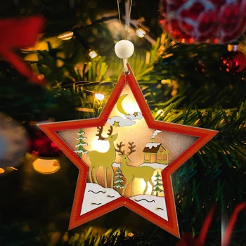 Crăciun Gol Din Lemn Pandantiv Creative Crăciun Luminat Cu Cărucior Și Mici Ornamente Pentru Pomul De Crăciun Decor 2022 Anul Nou