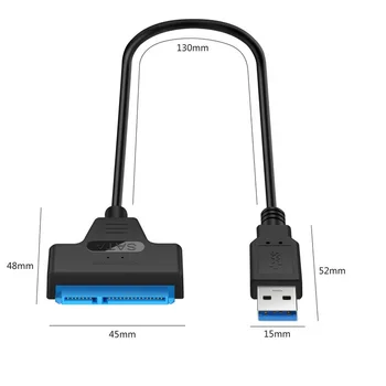 De mare Viteză USB 3.0 la SATA 22 Pin 7pin +15pin Hard Disk Negru Cablu Adaptor Singler Linie 20CM Pentru HDD