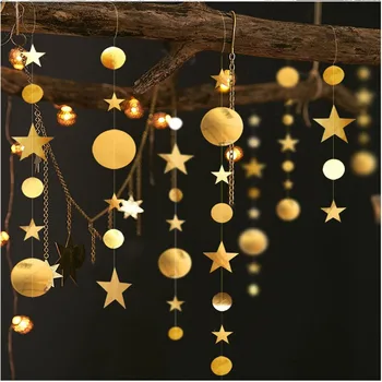 Decoratiuni de craciun pentru Casa 4M Twinkle Stele de Aur Rotund Ghirlande de Hârtie Pandantiv Noi Anul 2020 Xmas Decor de Crăciun Ornamente