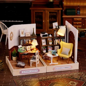 Diy Din Lemn In Miniatura Păpuși Kit Antichitate Casa Model Clădire Cadou De Ziua De Nastere Pentru Copii Roombox Mobilier Casa Papusa
