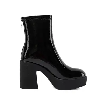 Dovereiss Moda pentru Femei Pantofi de Iarna concis Pur de culoare alb Platformă nouă sexy Bloc toc 9.5 cm Spate cu fermoar cizme Scurte