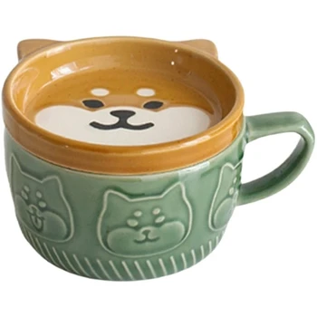 Drăguț japoneză Cana de Creație Ceramică Shiba Inu Panda Ceașcă de Cafea cu Capac Acasă Cuplu Lapte mic Dejun Cana de Apa Cana Cadou de Crăciun