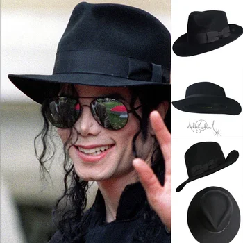 Fedora Negru de Lână Pălărie Retro de Michael Jackson pentru fanii MJ cu Numele Formale Gentry