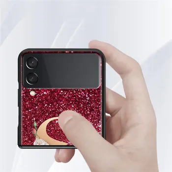 Funda Caz Pentru Samsung Galaxy Z Flip 3 5G Coque ZFlip3 Negru PC Greu la Șocuri Spate Telefon Capa de Lux Roșu 26 de Litere Roz R M