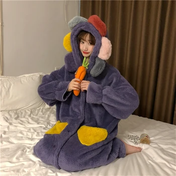 Hanorac cu Pijamale Femei Vrac coreean cămașă de noapte de Start Drăguț Haine Toamna Iarna Rochii de Somn Halat Gros Halate de baie Nou Cald пижама