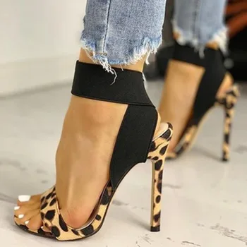 IPPEUM Sandale Femei 2021 Lux de Brand de Moda pentru Femei Leopard Print cu Toc Sandale босоножки женские 2021 gheare hauts
