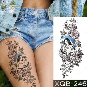 Impermeabil Tatuaj Temporar Autocolant Linie Simplă Floare Trandafir Tatuaje Fata De Pasăre A Crescut De Body Art Brațul Fals Maneci Tatuaj Femei Bărbați