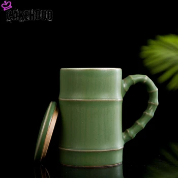Jingdezhen Creative Ceramice Lucrate Manual Din Bambus Cupa Cu Capac Chineză Retro Bionic De Ceai Din Portelan Cana Filtru Gaura Cana Cana De Personalitate