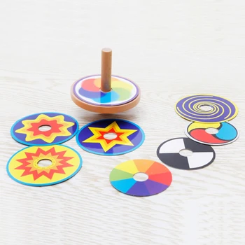 Jucărie Pentru Copii Din Lemn Titirezul Clasic Jucarie Montessori Colorate 8 Carte De Desen Autocolant De Învățământ Devreme De Fag