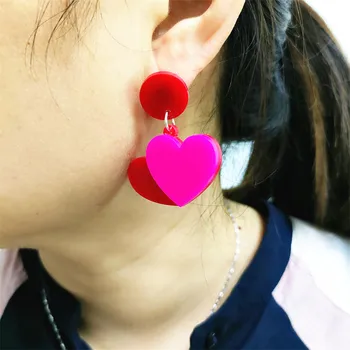 KUGUYS Drăguț Inima Picătură Cercei pentru Femeile Legăna Fierbinte Roșu Roz Moda Bijuterii Acrilice Accesorii