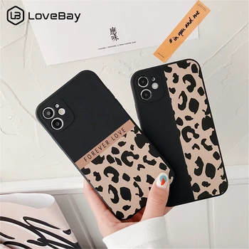 Lovebay Piața de Moda Leopard de Imprimare Litere Telefon Caz Pentru iPhone 13 11 12 Pro Mini Max 7 8 Plus X XR XS SE 2020 TPU Moale Înapoi