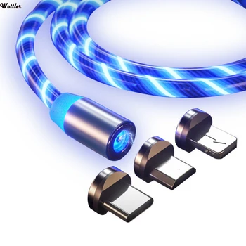 Magnetic Cablu Curge Lumina LED Cablu Micro USB Pentru Samsung Tip c de Încărcare Pentru iPhone Magnet Încărcător Tip C Cablu Universal