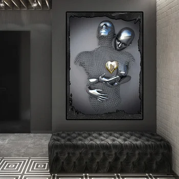 Metal Figura Statuie de Artă Poster și Imprimeuri Romantice Sculptura Panza Pictura de Perete Tablou Abstract Modern Living Room Decor Acasă