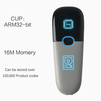 Mini Portabil Scanner de coduri de Bare 1D/2D, Wireless QD Cititor de Cod de Bare 2.4 G compatibil Bluetooth Scanner de coduri de Bare