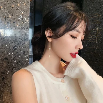 Moda de sex Feminin coreeană Elegant Gol Afară de Zircon Floare Cercei Lungi pentru Femei de Lux Fata de Partid este Neobișnuit Cercei Bijuterii Cadou