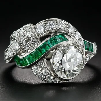 Moda inel de nunta clasic de bijuterii zircon verde pentru femei inel de logodna farmec accesorii iubitor de cadou