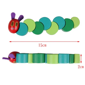 Montessori Lemn Poftă De Mâncare De Păpuși De Desene Animate Caterpillar Jucărie Copilul Se Întinde Bloc De Lemn Educația Copilului Distractiv Jucărie Pentru Copii