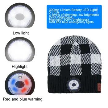 Muzică fără fir Bluetooth Pălărie Beanie Cap Căști Stereo Cască Inteligent cu Micorphone Lumină LED-uri Tricotate Pălării cel Mai bun Cadou de Crăciun
