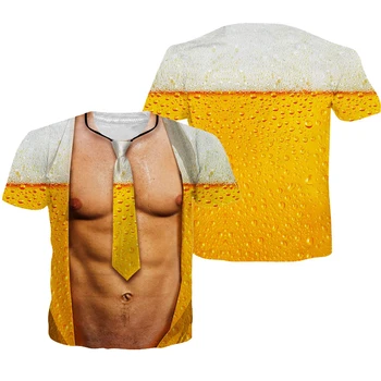Noi 3d Drăguț Amuzant Musculare Bere tricou de Vară cu mânecă Scurtă Drăguț Beach Street Casual Cuplu de Top Sport Respirabil Și Ușor