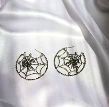 Noua Moda Hip Hop Negru Aliaj de Cristal Gol Spider Hoop Cercei Paianjen Bijuterii Partid Cadou pentru Femei