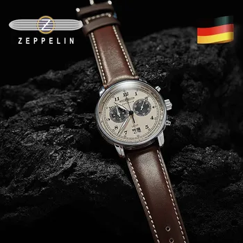 Noul Zeppelin Ceas Importat rezistent la apa de Sus a Centurii de Afaceri Casual Cuarț Ceas Doi-ochi Multi-funcția de Cronograf Montre Homme