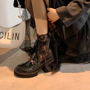 Nouă Femei Mocasini Pantofi Mary Jane Stil de Colegiu din Piele Pompe de Platforma Casual Cataramă de Metal Moda All-meci Doamnelor Pantofi Singur