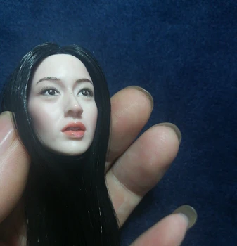 Părul lung, Negru de frumusete din Asia 1/6 Cap de Femeie Sculpta fată Feminin Cap Sculpta timp de 12