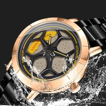 SANDA Business Casual Rim Masina Analog Bărbați Ceas Oțel Inoxidabil Impermeabil Sporturi Ceas cu Cuarț de 360 de Grade de Rotație Ruleta Dial
