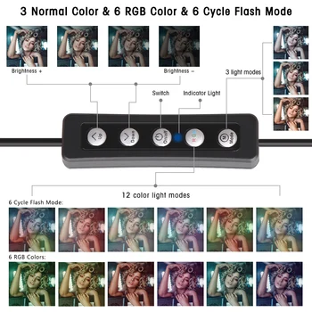 SH RGB de 10 Inch Selfie Inel de Lumină LED-uri Lampă în formă de Inel 15 3 Culori Model Cu Trepied Suport USB Plug Pentru YouTube Live Machiaj de Fotografie