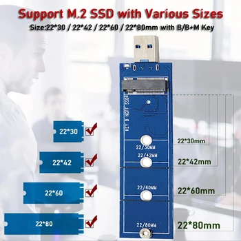 SSD M2 la USB Adaptor M. 2 până la USB Adaptor Cheie B M. 2 SATA Protocol SSD Adaptor de unitati solid state pentru USB 3.0 SSD Card pentru 2230 2242 2260 2280 M2