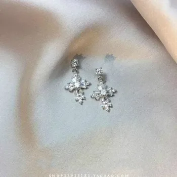 Simplu și Compact Cruce Cercei Moda All-meci Temperament Zircon Cercei Argint 925 Femei de Lux Bijuterii de Nunta