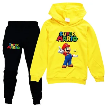 Super Mario 2021 Nouă Primăvară de Toamnă Baieti Trening Copii cu Maneca Lunga T-shirt, Pantaloni pentru Copii Haine pentru Sugari, Seturi Sport ti se Potriveste