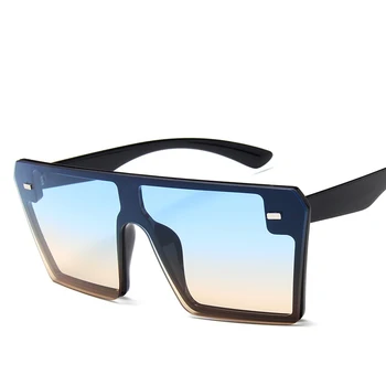 Supradimensionat ochelari de Soare Patrati Femei de Lux Brand de Moda Top Plat Negru Rosu Obiectiv Clar-O singură Bucată Bărbați Gafas Umbra Oglindă UV400