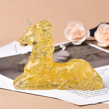 Unicorn Silicon Figurine Lucrate Manual Perfecționa Decor Meserii Cristal Natural De Pietriș Specimen Energia Reiki Ornamente De Piatră Cadou Suvenir