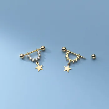 VREA Argint 925 Pave CZ Placat cu Ciucure Stele Rotative Șirag de mărgele Cercei Stud pentru Femei Boemia de Moda Piercing Bijuterii