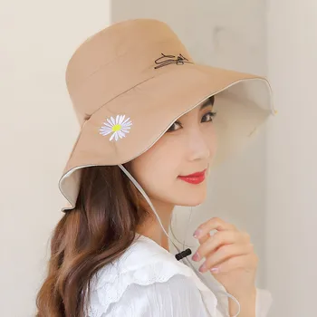 Vara Daisy Reversibile Populare Femei Bucket Hat Pentru Femei Pescar Pălării de Floare Pliabil Protectie Uv Plaja Hat
