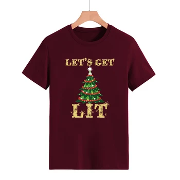 Vă Permite Să Obțineți Aprins Tricou Amuzant De Crăciun T-Shirt Pom De Crăciun Umor Grafic De Vacanță Teuri Kawaii Tricouri Mos Craciun Cadou De Crăciun Topuri