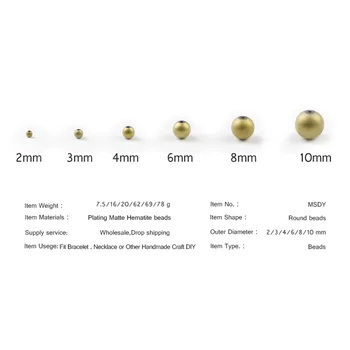 WLYeeS poloneză Margele Hematit Mat Placare Multi Mixt color 2 4, 6, 8 și 10mm Aur Rotund Margele Vrac pentru Bijuterii Brățară Face DIY